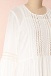 Racconigi White Long Sleeve Bridal Midi Dress | Boudoir 1861 side close-up