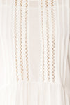 Racconigi White Long Sleeve Bridal Midi Dress | Boudoir 1861 fabric