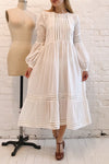 Racconigi White Long Sleeve Bridal Midi Dress | Boudoir 1861 model look