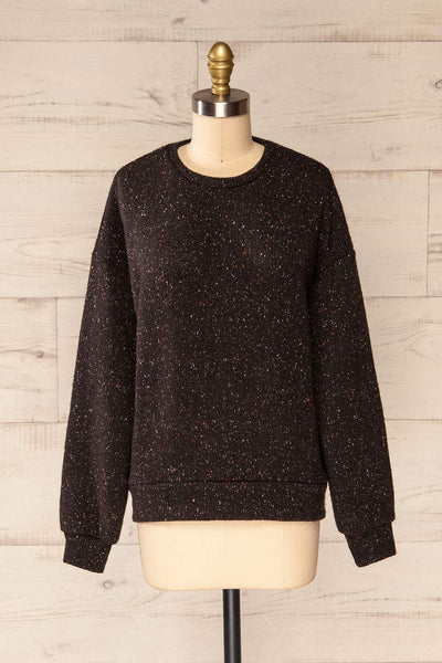 Rachelle Oversized Black Knit Sweater | La petite garçonne front view