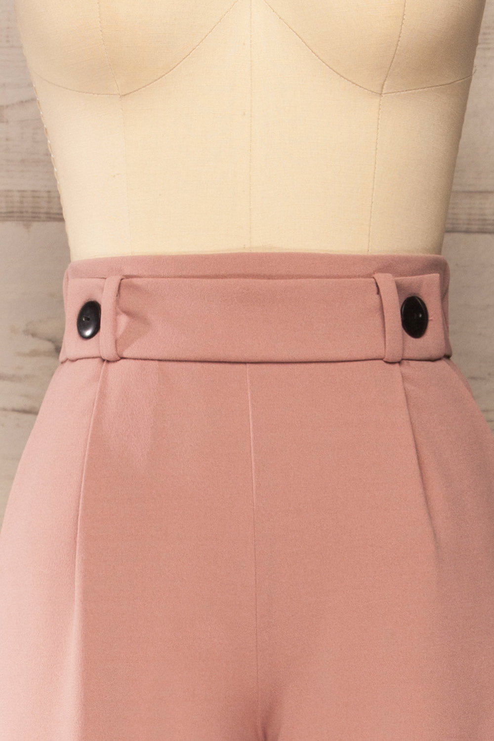 Radzymin Pink Wide Leg High-Waisted Pants | La petite garçonne front close-up