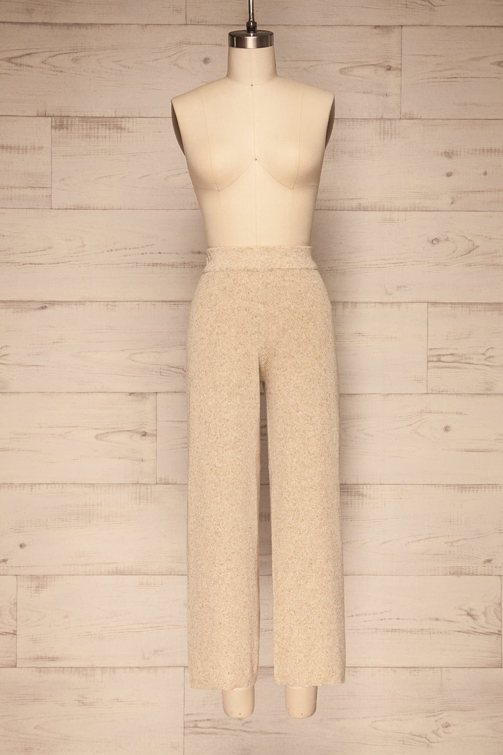 Ragusa Taupe Wide Leg Ribbed Pants | La petite garçonne front view