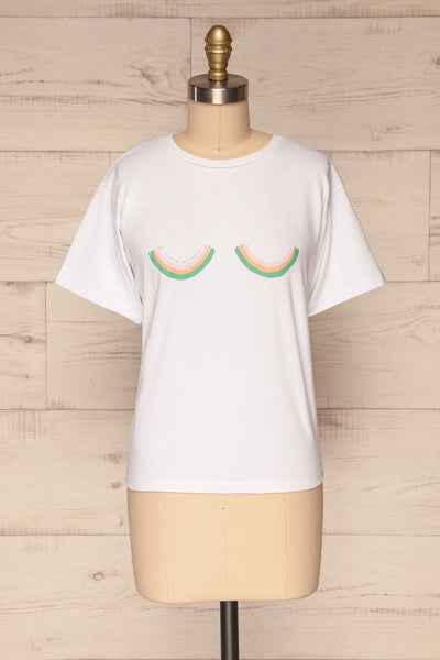 Rainbowy White Rainbow Printed T-Shirt | La Petite Garçonne