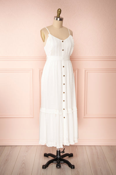 Rajani White Crepe Layered Midi Dress | Boutique 1861 side view