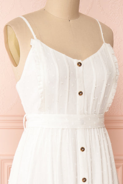 Rajani White Crepe Layered Midi Dress | Boutique 1861 side close-up