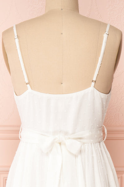 Rajani White Crepe Layered Midi Dress | Boutique 1861 back close-up