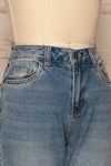 Ranchi Washed Blue High Waisted Straight Jeans | La Petite Garçonne side close-up