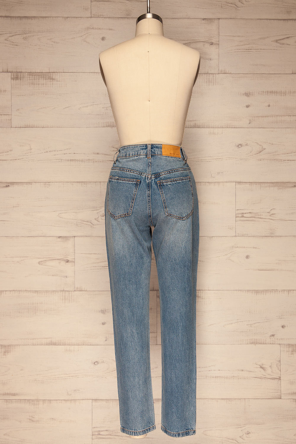 Ranchi Washed Blue High Waisted Straight Jeans | La Petite Garçonne back view 