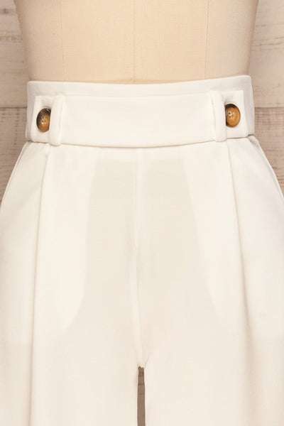 Rapallo White Wide Leg Pants w/ Pockets | La petite garçonne front close up