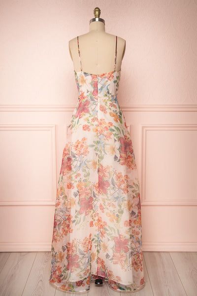Raphyka Colourful Floral A-Line Maxi Party Dress back view | Boutique 1861