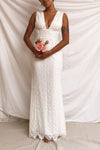 Rashmi White Crocheted Lace Mermaid Bridal Dress | Boudoir 1861 model shot
