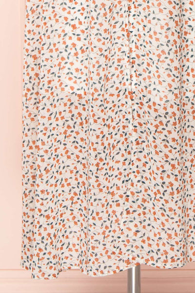 Raunui Cream Floral Button-Up A-Line Dress  | BOTTOM CLOSE UP | Boutique 1861