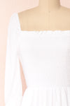 Reatha Ivory Linen Square Neck Midi Dress | Boutique 1861 front close-up