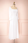 Reatha Ivory Linen Square Neck Midi Dress | Boutique 1861 side view