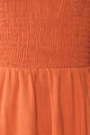 Reatha Rust Orange Linen Half Sleeve Dress | Boutique 1861 fabric