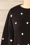 Resen Black Polka Dot Knitted Top | La petite garçonne front close-up