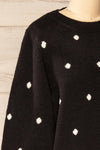 Resen Black Polka Dot Knitted Top | La petite garçonne side close-up