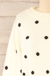 Resen Cream White Polka Dot Knitted Top | La petite garçonne front close-up