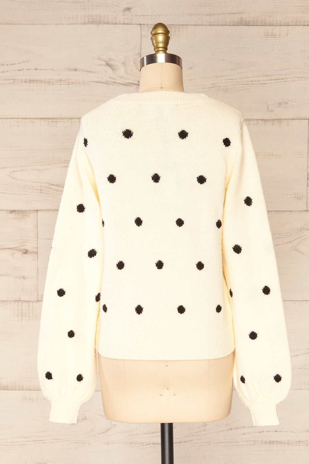 Resen Cream White Polka Dot Knitted Top | La petite garçonne back view 