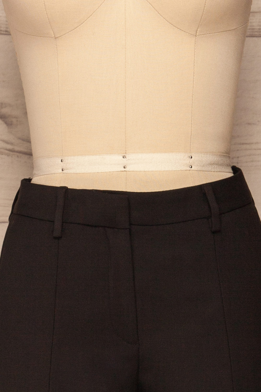 Reumont Black Tapered Dress Pants | La Petite Garçonne front close-up