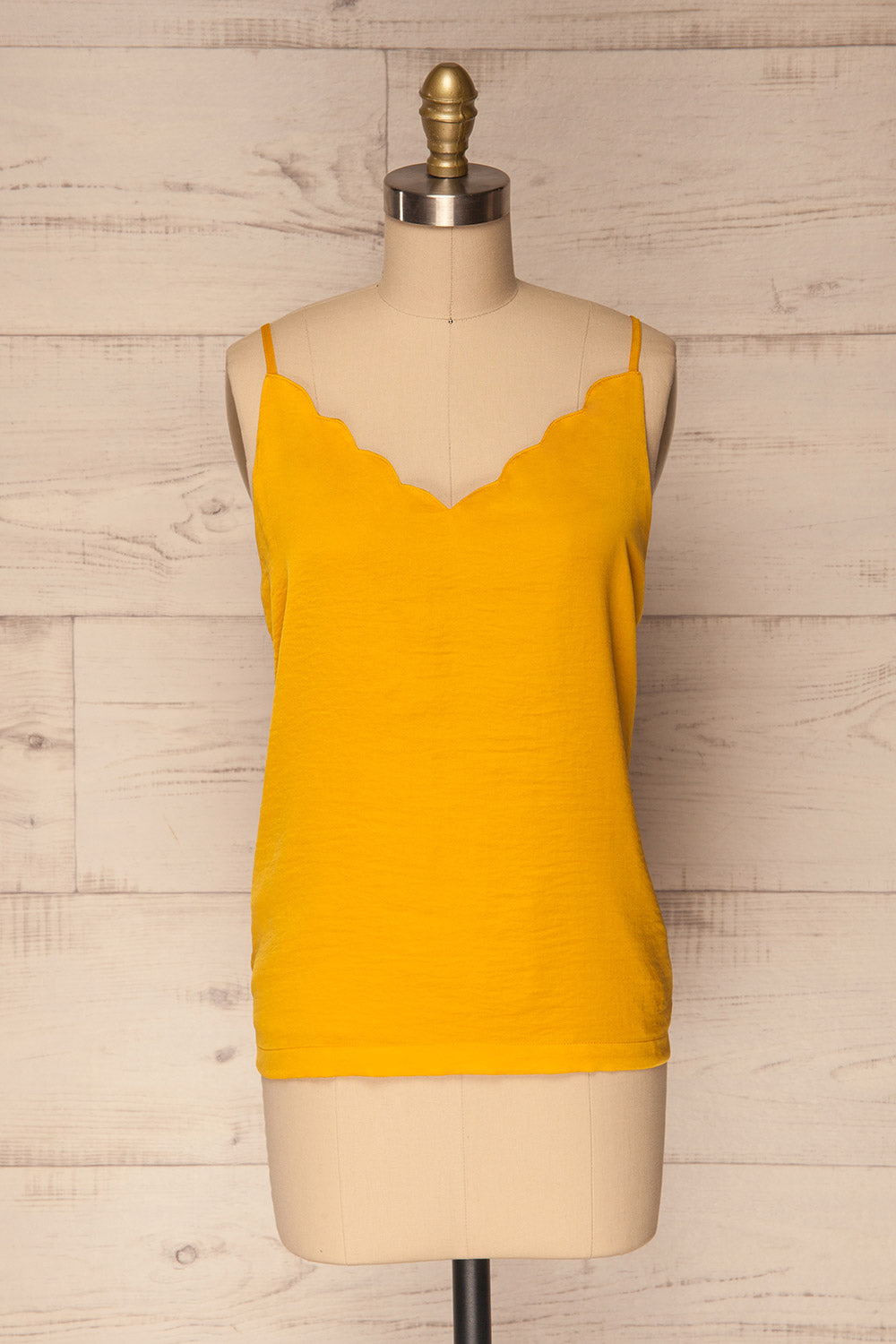 Revel Yellow Silky Scalloped Camisole | La Petite Garçonne