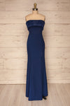 Rezina Navy Blue Strapless Maxi Dress | La petite garçonne front view