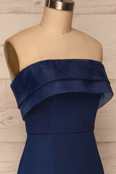 Rezina Navy Blue Strapless Maxi Dress side close up | La petite garçonne