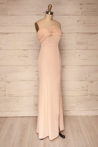 Rezina Pink Strapless Maxi Dress side view | La petite garçonne