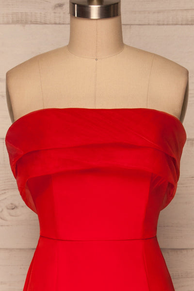 Rezina Red Strapless Maxi Dress front close up | La petite garçonne