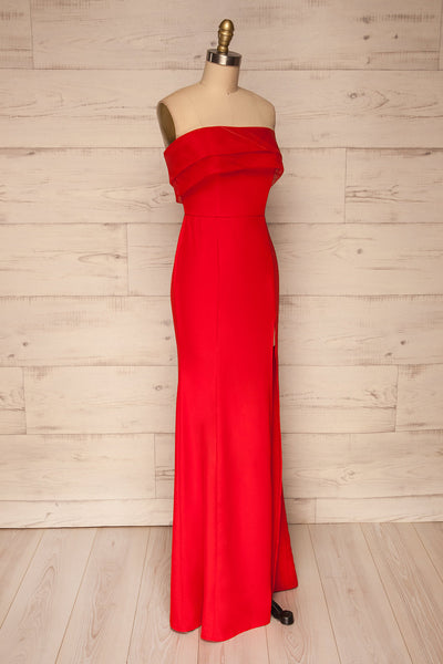 Rezina Red Strapless Maxi Dress side view | La petite garçonne