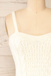 Rhodes Cream Large Strap Knitted Cami | La petite garçonne front close-up