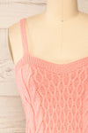 Rhodes Pink Thin Strap Knitted Cami | La petite garçonne front close-up