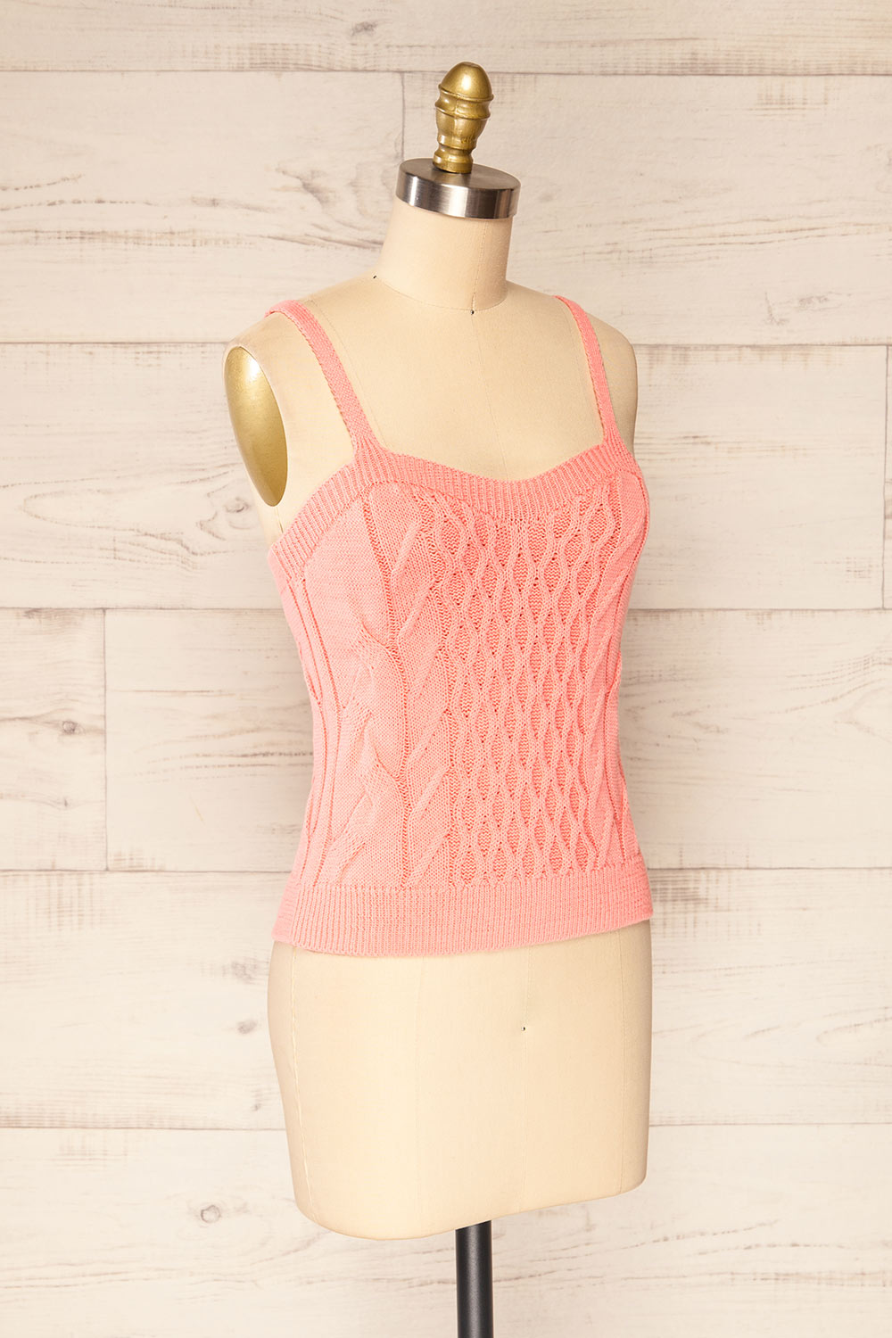 Rhodes Pink Thin Strap Knitted Cami | La petite garçonne side view 