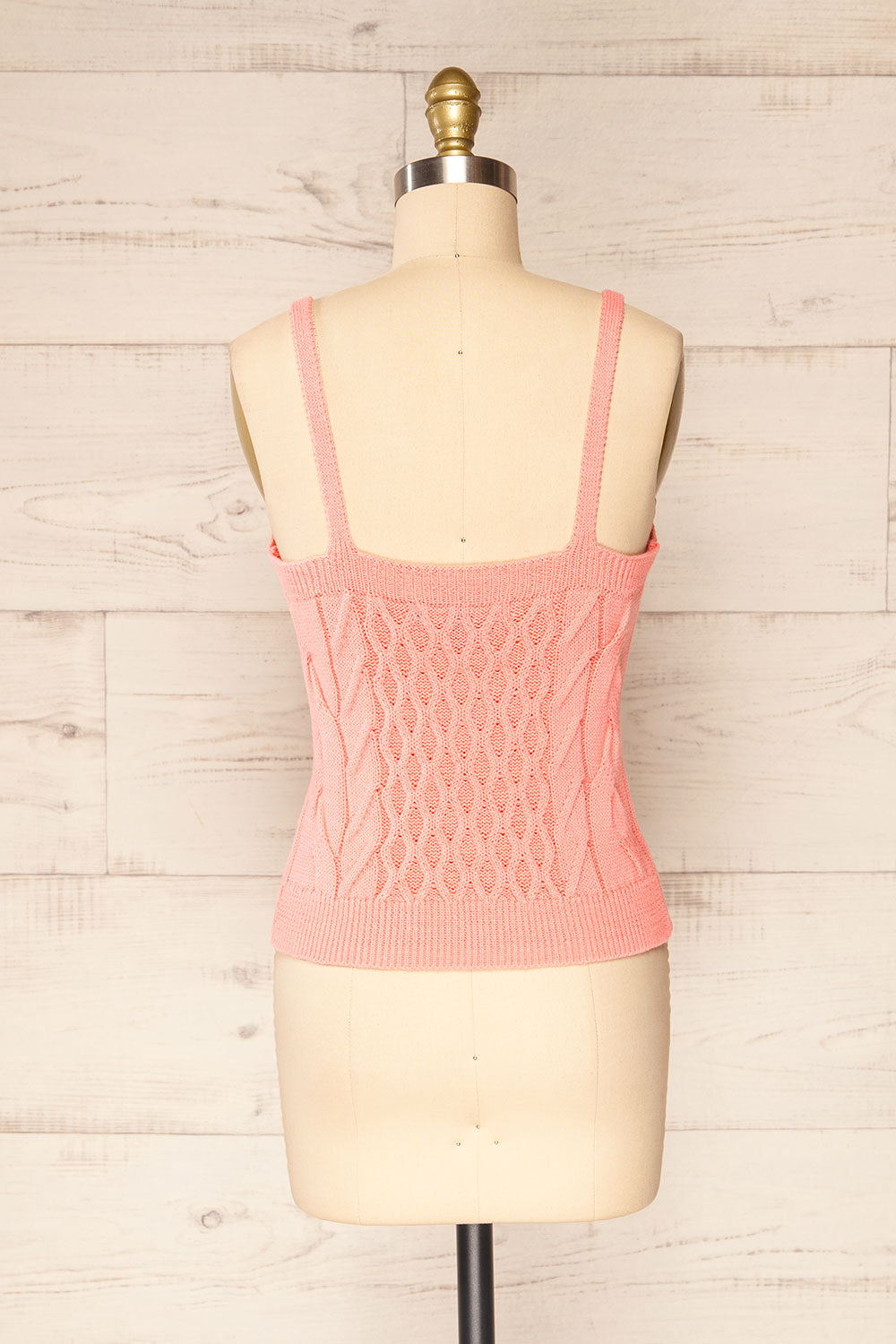 Rhodes Pink Thin Strap Knitted Cami | La petite garçonne back view 