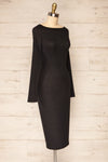 Riazan Black Ribbed Mock Neck Midi Dress | La petite garçonne side view