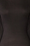 Riazan Black Ribbed Mock Neck Midi Dress | La petite garçonne fabric