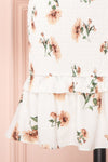 Riley White Floral Ruched Short Dress | Boutique 1861 skirt