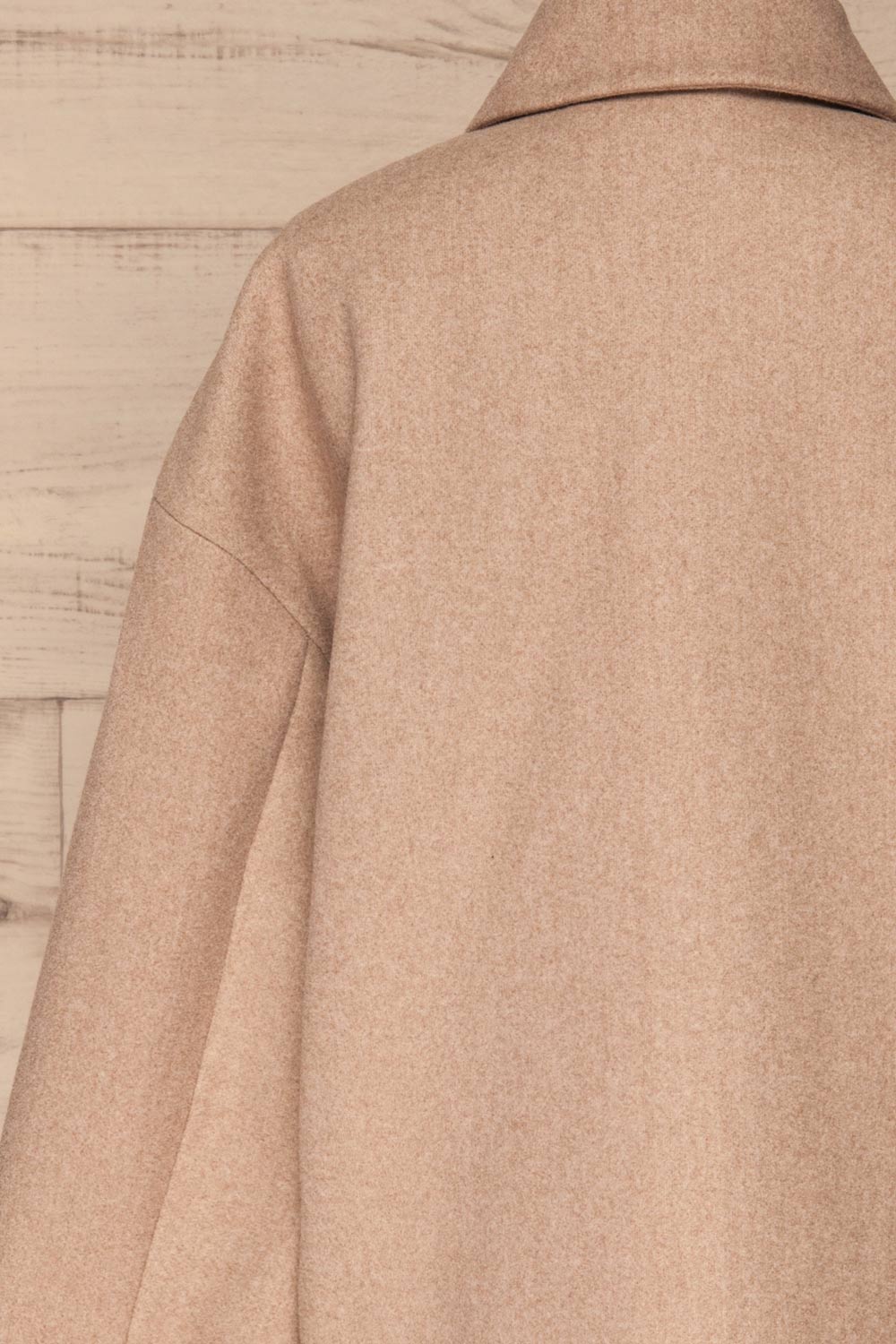 Rogozno Beige Button-Up Felt Jacket | La petite garçonne back close-up