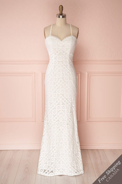 Rois Diamond White Crocheted Lace Bridal Mermaid Gown | Boudoir 1861