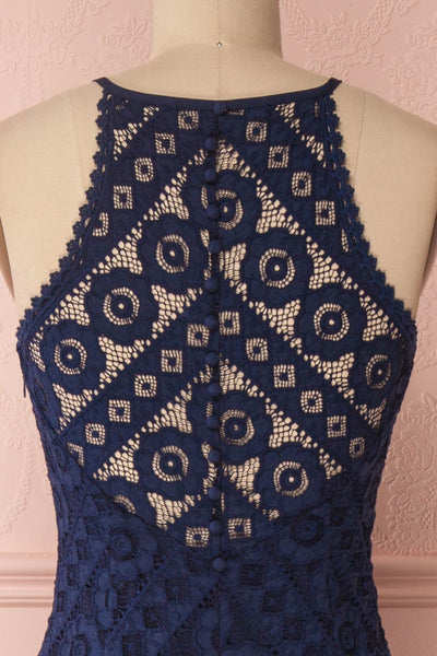 Rois Sapphire Navy Blue Crocheted Lace Mermaid Gown | Boudoir 1861