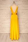 Roksem Jaune Yellow Satin A-Line Gown | La Petite Garçonne back view