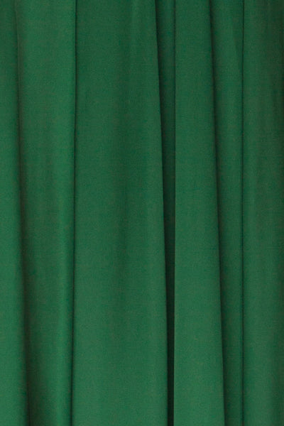 Roksem Vert Forest Green Satin A-Line Gown | La Petite Garçonne fabric detail