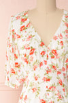 Romera White Floral Short Sleeve Midi Dress | Boutique 1861 front close-up