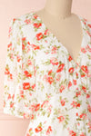 Romera White Floral Short Sleeve Midi Dress | Boutique 1861 side close-up
