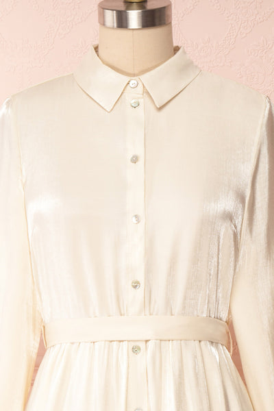Rosamond White Sparkling Midi Dress | Boutique 1861 front close up