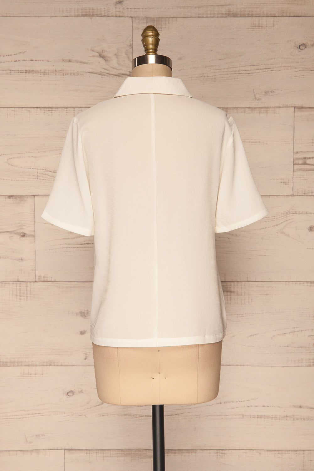 Rosarno White Crepe Short Sleeved Shirt | La petite garçonne back view 