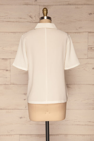 Rosarno White Crepe Short Sleeved Shirt | La petite garçonne back view