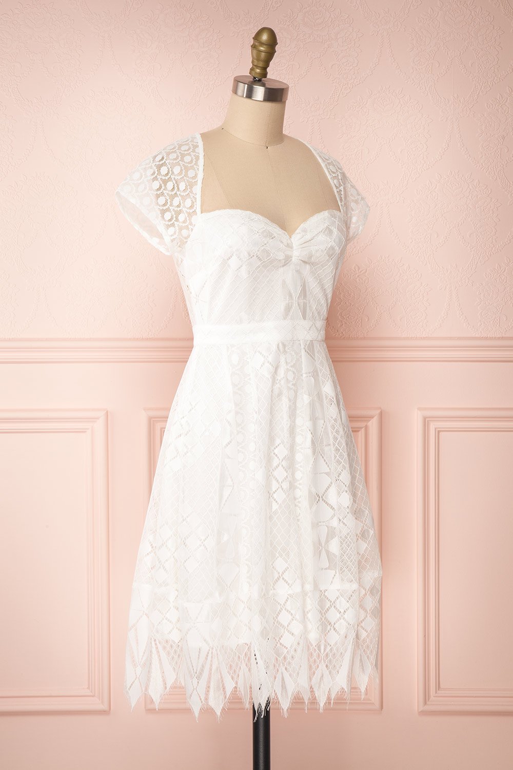 Rosary White Short Lace Bridal Dress side view | Boudoir 1861