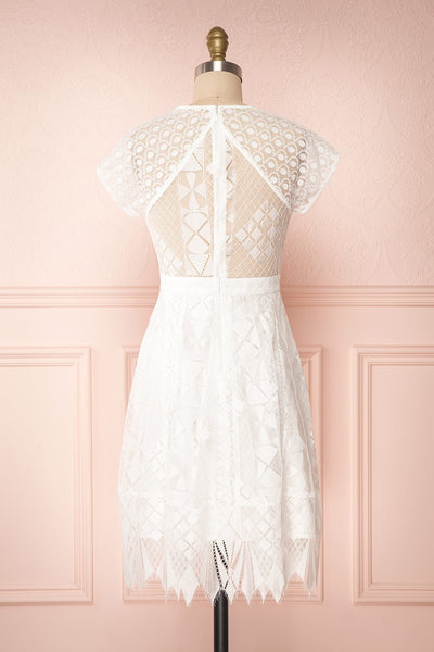 Rosary White Short Lace Bridal Dress back view | Boudoir 1861