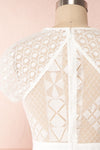Rosary White Short Lace Bridal Dress back close up | Boudoir 1861